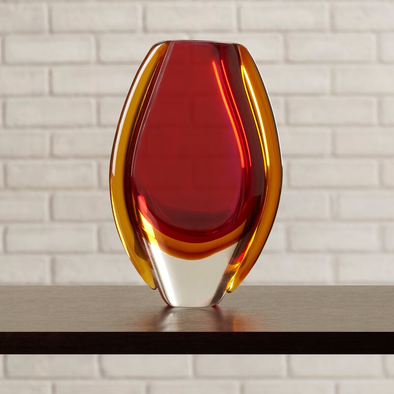 Gaslon Red and Gold Glass Decorative Table Vase