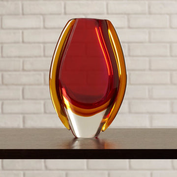 Gaslon Red and Gold Glass Decorative Table Vase