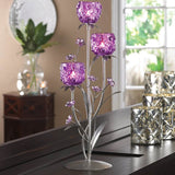 Varile Fuchsia Glass/Metal Iron Tabletop Candelabra