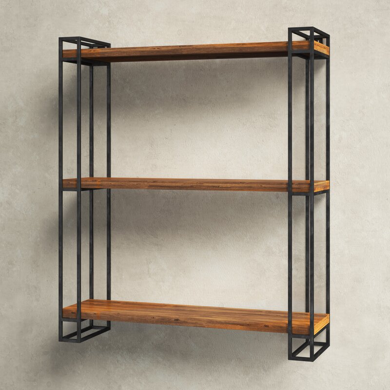 Rutzer 3 Piece Pine Rectangle Wood/Metal Floating Shelf