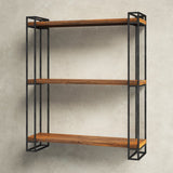Rutzer 3 Piece Pine Rectangle Wood/Metal Floating Shelf