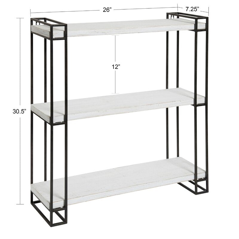 Rutzer 3 Piece Pine Rectangle Wood/Metal Floating Shelf