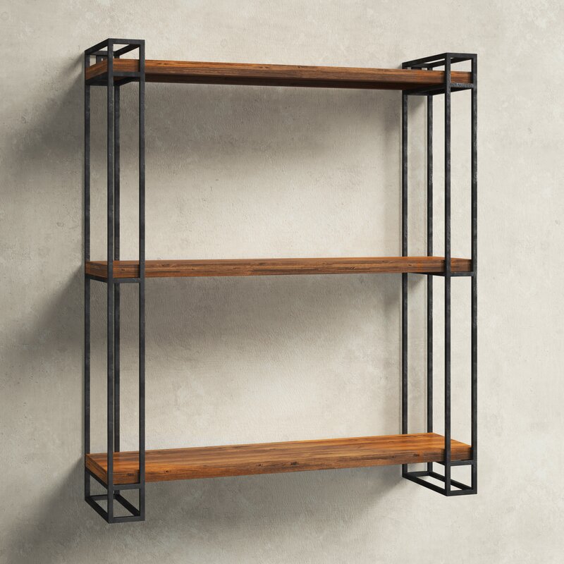 Rutzer 3 Piece Pine Rectangle Wood/Metal Floating Shelf