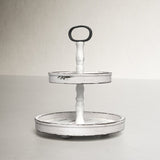 Puatral 2-Tiered Stand Round Solid Wood Serving Tray