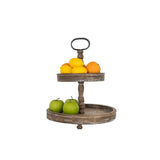 Puatral 2-Tiered Stand Round Solid Wood Serving Tray