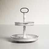 Puatral 2-Tiered Stand Round Solid Wood Serving Tray