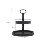 Puatral 2-Tiered Stand Round Solid Wood Serving Tray