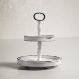 Puatral 2-Tiered Stand Round Solid Wood Serving Tray