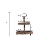 Puatral 2-Tiered Stand Round Solid Wood Serving Tray