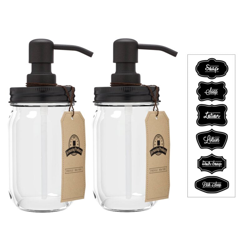 Terviet Mason Jar Soap & Lotion Dispenser (Set of 2)