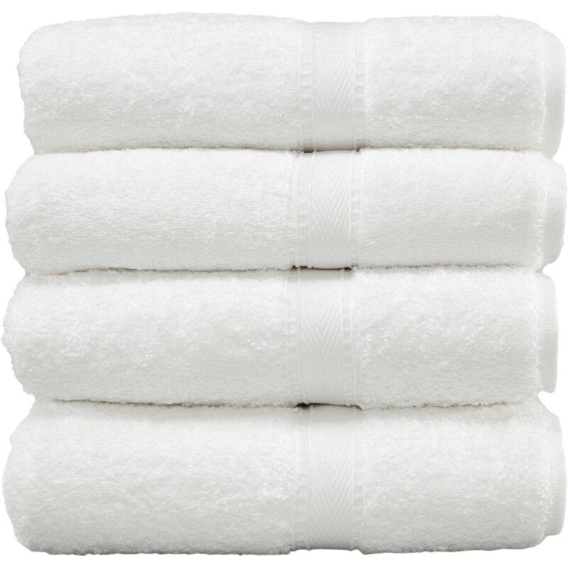 Beatrix 4 Pieces 100% Cotton Super Plush White Bath Towel Set (Set of 4)