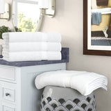 Beatrix 4 Pieces 100% Cotton Super Plush White Bath Towel Set (Set of 4)