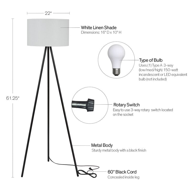 Smahlt 61" Tripod Floor Lamp