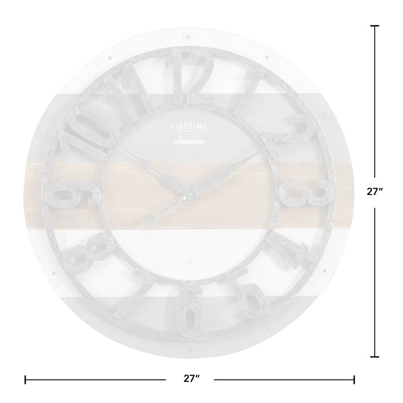 Northco Oversized Rustic Gray Wood/Metal 27" Wall Clock