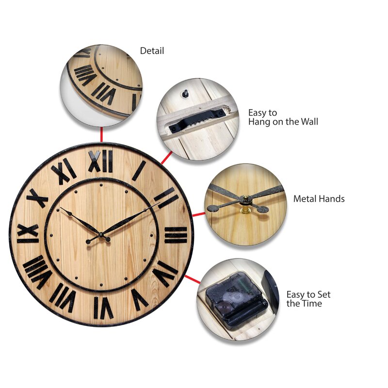 Koreu Oversized Wood Round 23" Wall Clock