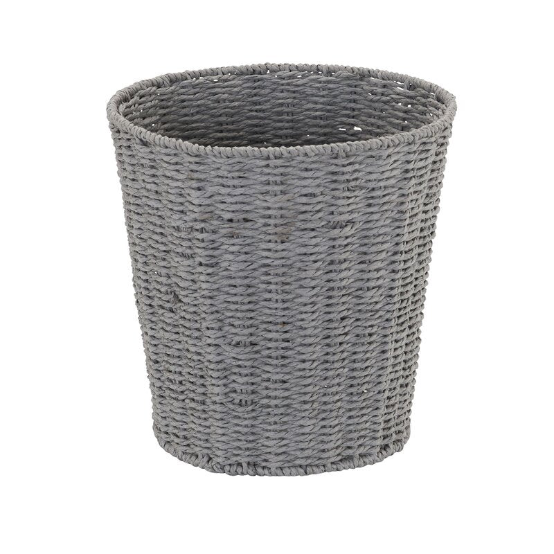 Richkins Paper Rope 3 Gallon Gray Round Waste Basket