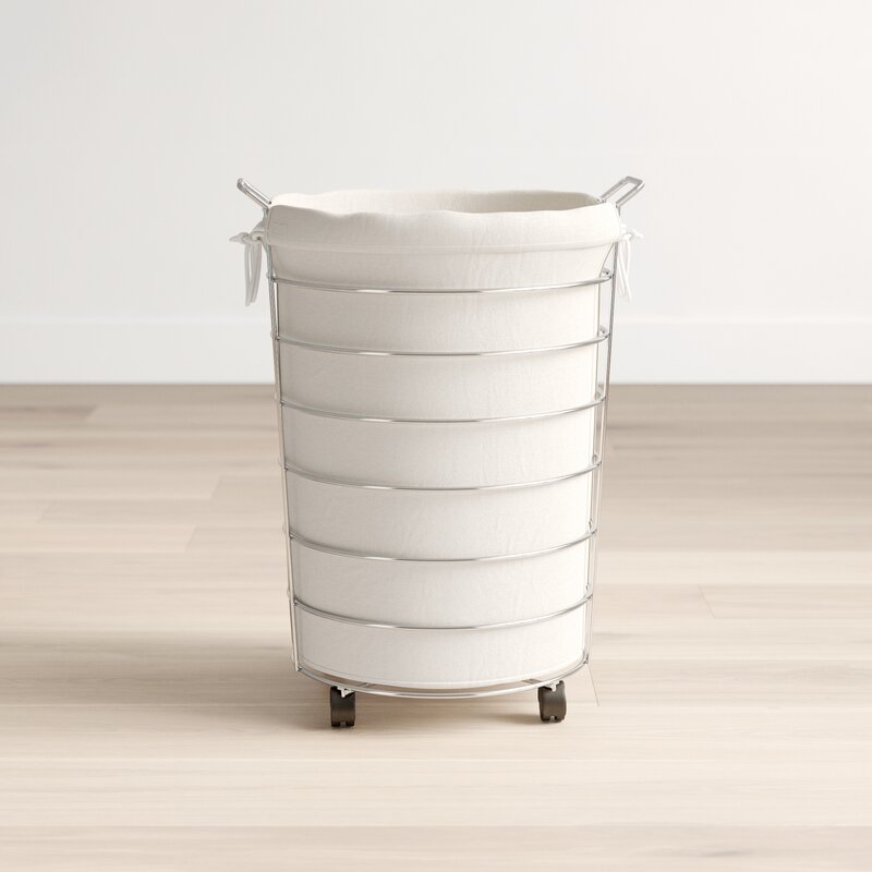 Zambon Chrome Rolling Laundry Hamper