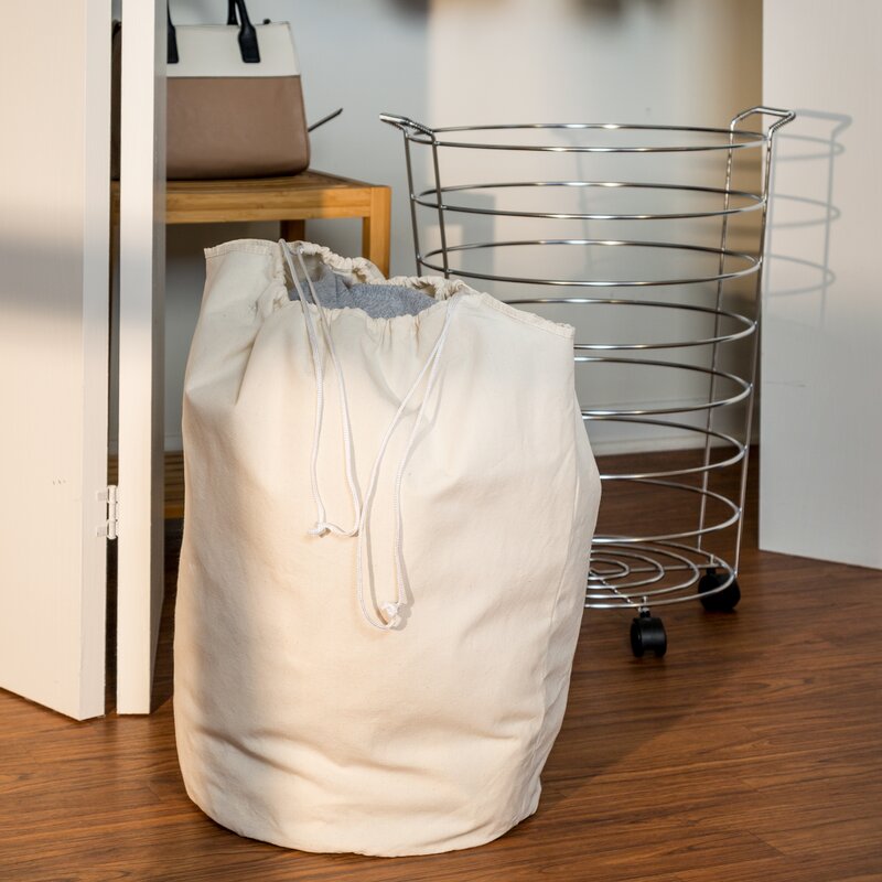 Zambon Chrome Rolling Laundry Hamper