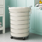 Zambon Chrome Rolling Laundry Hamper