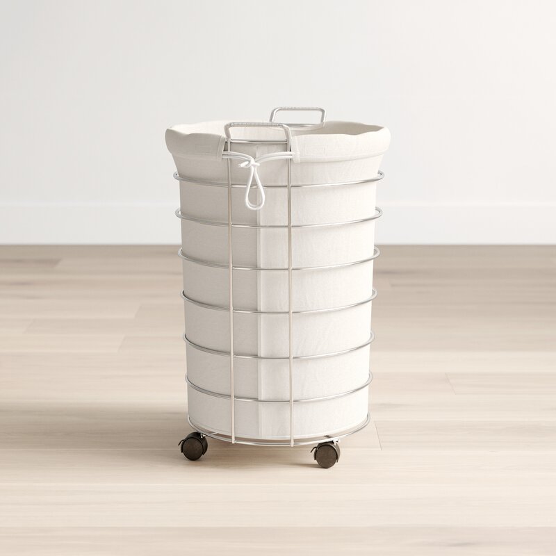 Zambon Chrome Rolling Laundry Hamper