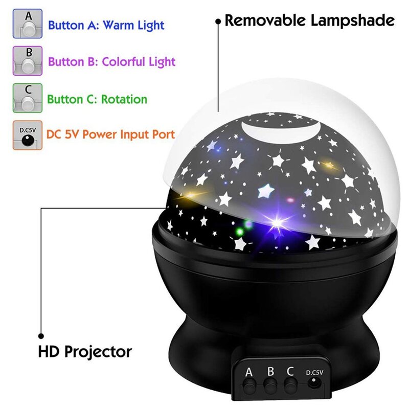 Camhalbray Rotatable Star Night Light for Kids