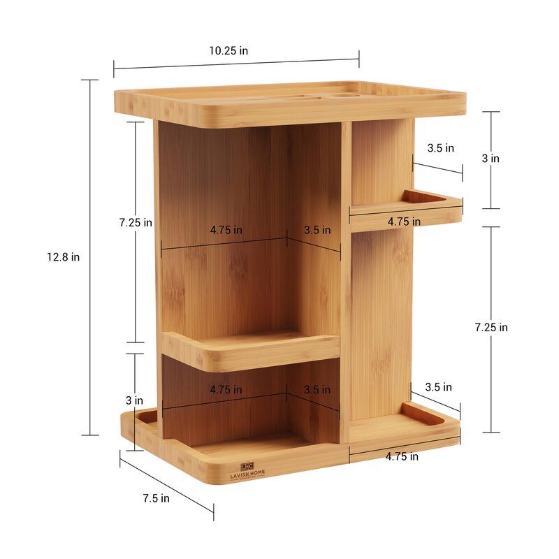 Charley Rotating Rectangular Tabletop Makeup Organizer