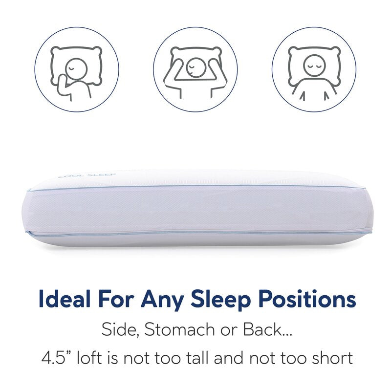 Moca Sleep Ventilated Gel Memory Foam Plush Gusseted Support Pillow