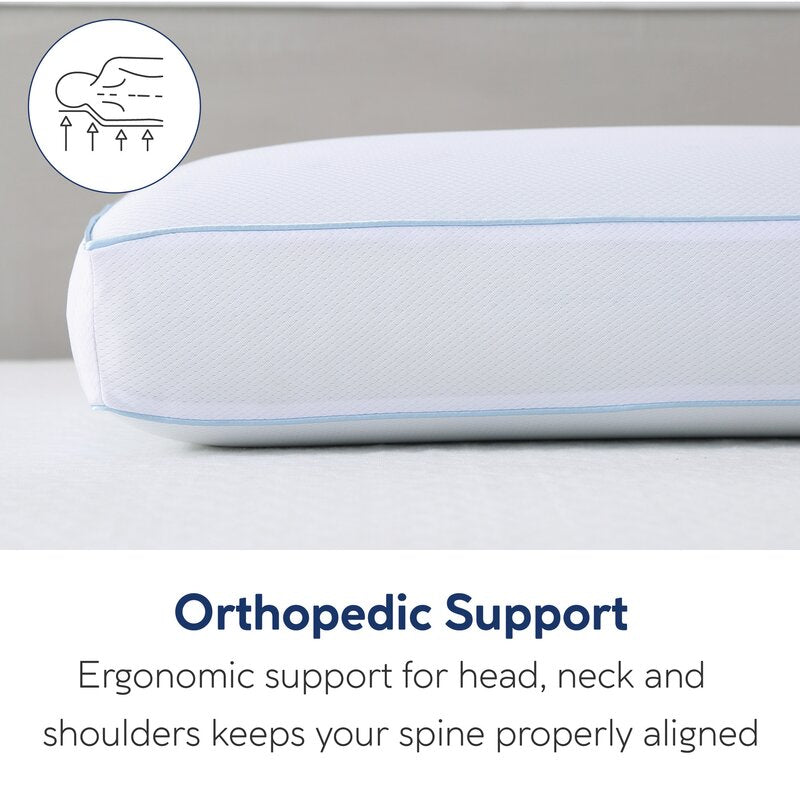 Moca Sleep Ventilated Gel Memory Foam Plush Gusseted Support Pillow