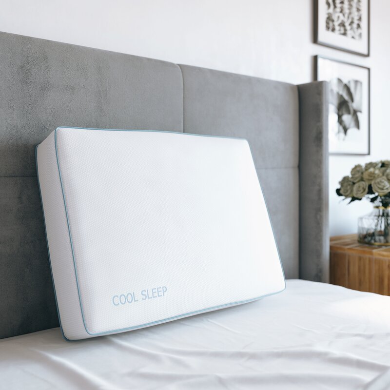 Moca Sleep Ventilated Gel Memory Foam Plush Gusseted Support Pillow