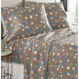 Brifati 100% Cotton Snowflakes Flannel Sheet Set