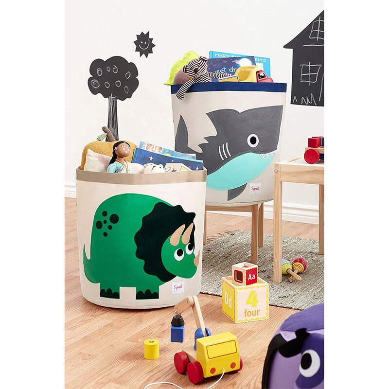 Ntonmar Storage Bin Canvas Laundry and Toy for Baby and Kids Dinosaur Fabric