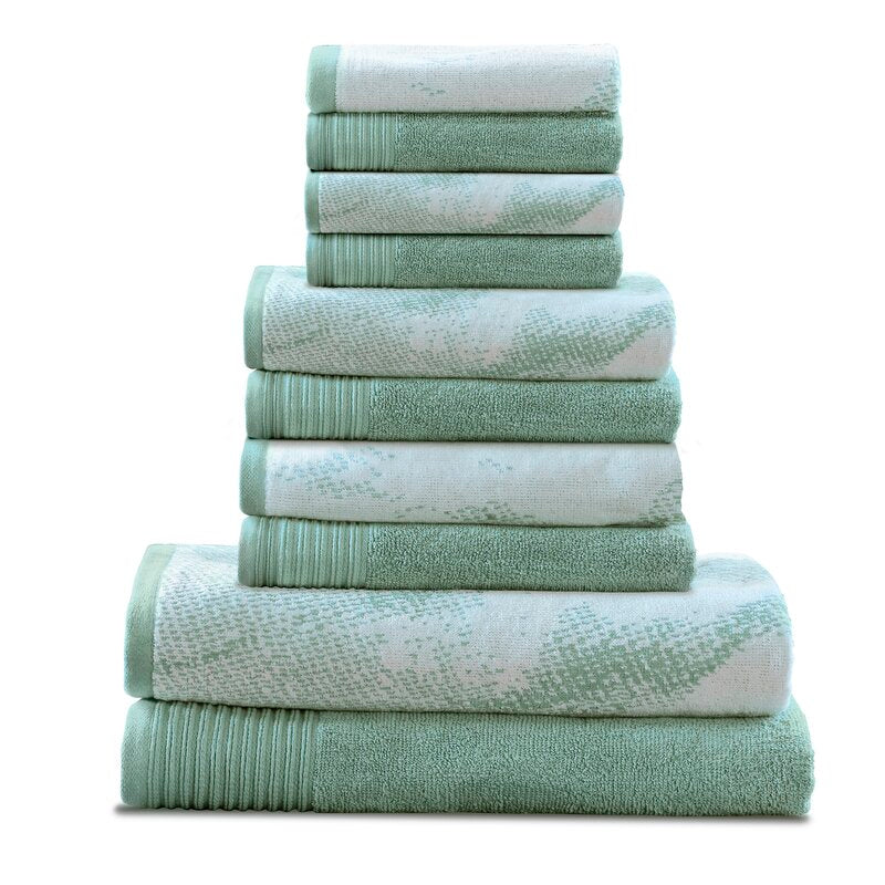 Lola Superior Marble Effect 10 Piece Cotton Towel Set