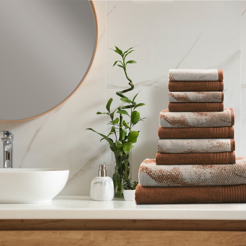Lola Superior Marble Effect 10 Piece Cotton Towel Set