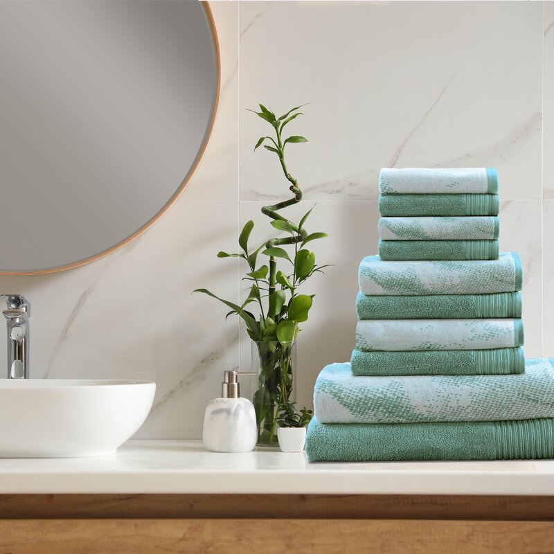 Lola Superior Marble Effect 10 Piece Cotton Towel Set