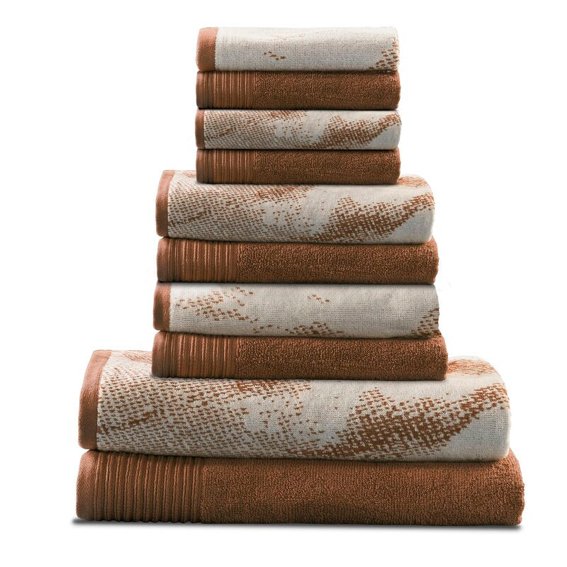Lola Superior Marble Effect 10 Piece Cotton Towel Set