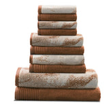 Lola Superior Marble Effect 10 Piece Cotton Towel Set