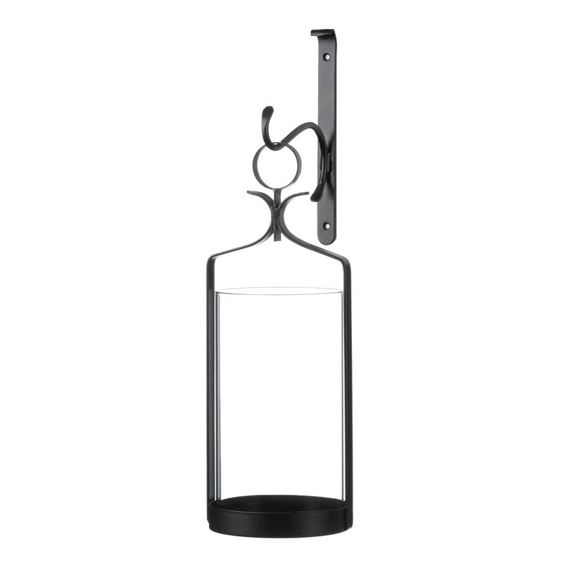 Gamne Tall Black Glass Wall Sconce Candle Holder
