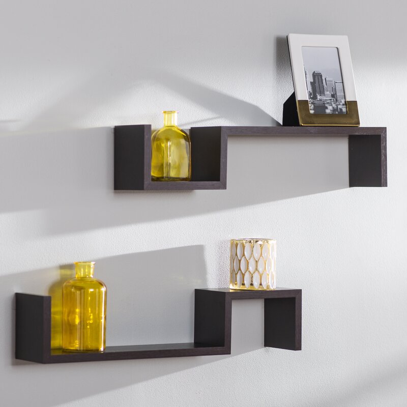 Briniji 2 Piece Novelty Floating Wall Shelf Set (Set of 2)