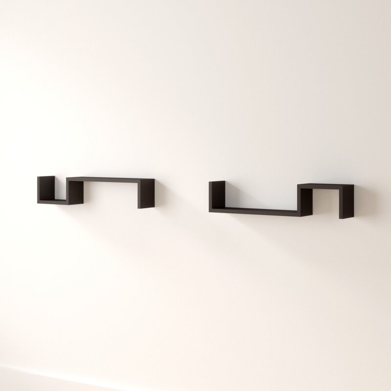 Briniji 2 Piece Novelty Floating Wall Shelf Set (Set of 2)