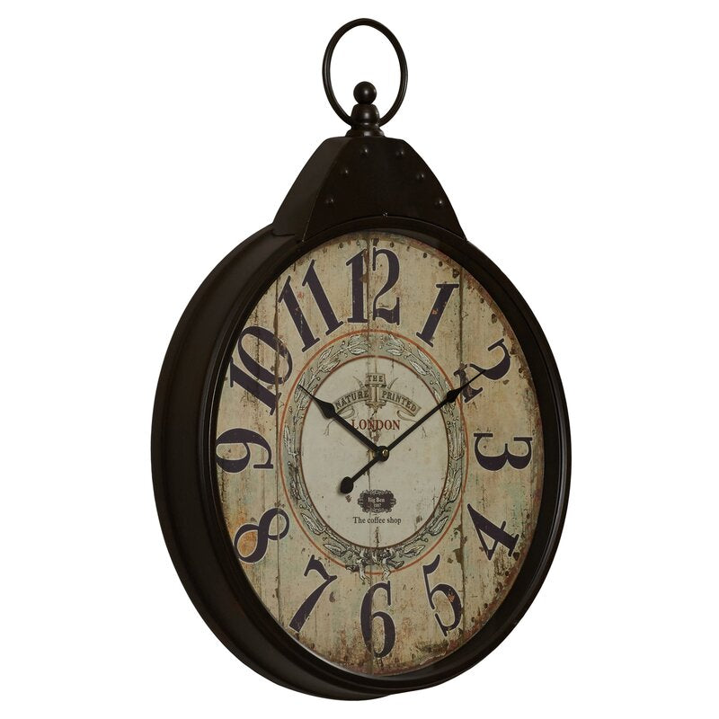 Thebul Brown/Black Round Vintage 19" Wall Clock