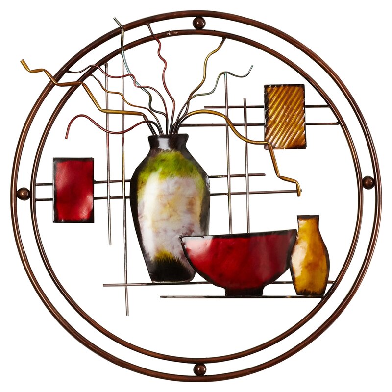 Netome Vase and Bowl Ornamental Metal Wall Decor