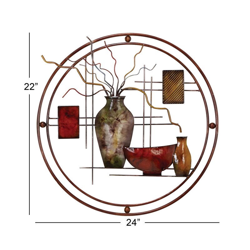 Netome Vase and Bowl Ornamental Metal Wall Decor