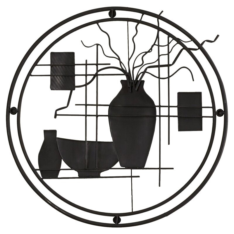 Netome Vase and Bowl Ornamental Metal Wall Decor