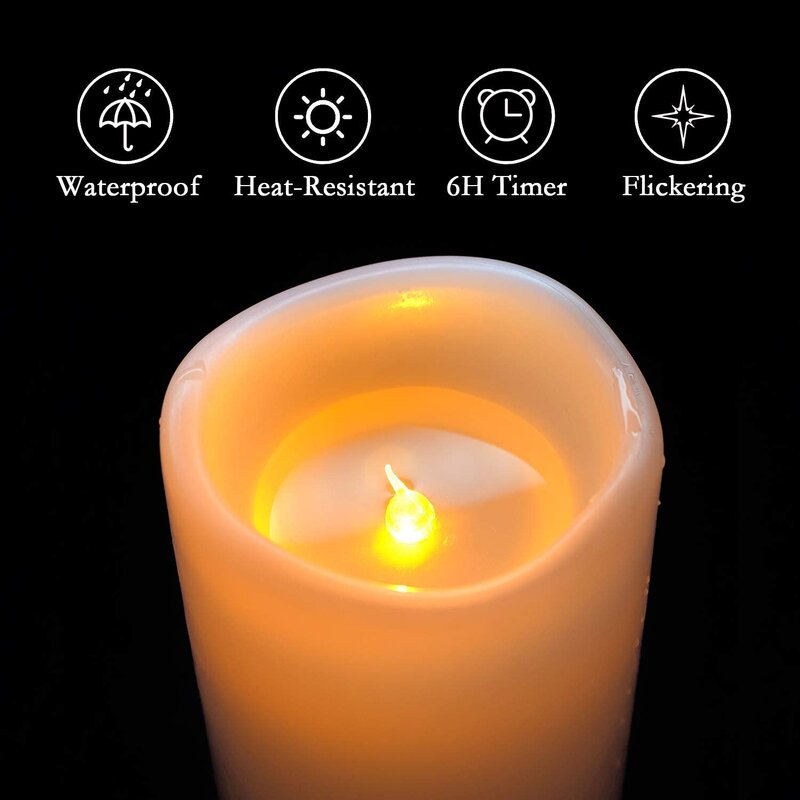 Maten LED with Timer Unscented Flameless Pillar Candle (Set of 2)