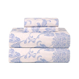 Rascot Blue Floral 100% Cotton Flannel Sheet Set