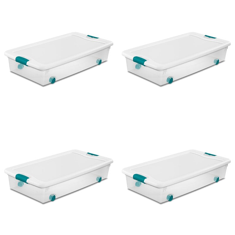 Beraw Wheeled Latching Plastic Underbed Storage Set (Set of 4)