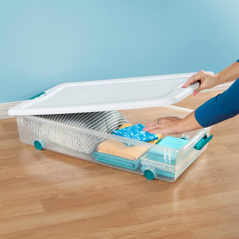 Beraw Wheeled Latching Plastic Underbed Storage Set (Set of 4)