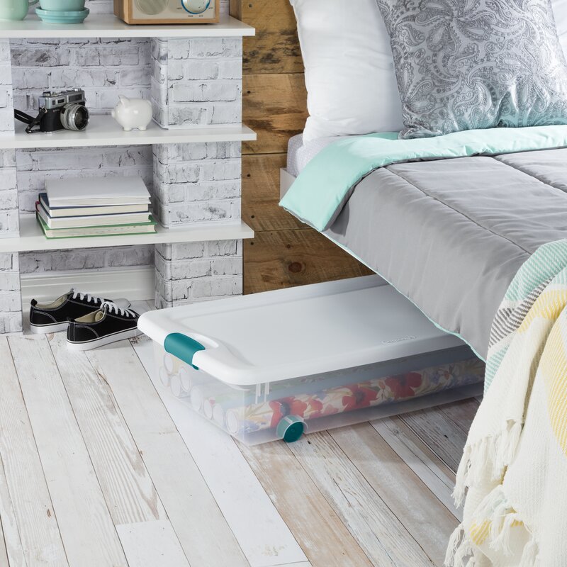 Beraw Wheeled Latching Plastic Underbed Storage Set (Set of 4)