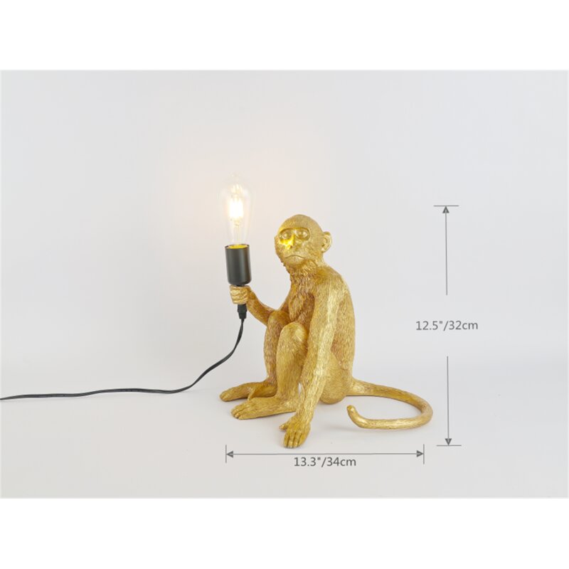 Syham 26.7" Golden Desk Lamp Set with Outlet
