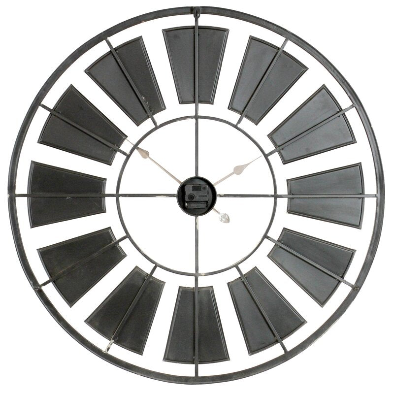 Mosiania Oversized Round Gray/White Metal 35" Wall Clock